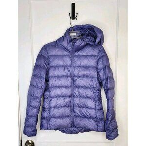 UNIQLO Ultra Light Down Puffer Jacket Full Zip Hooded Purple Womens Size Small